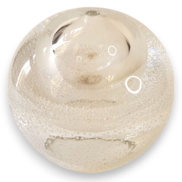 VTG Polish Art Glass Oil Lamp Orb Controlled Bubble Bullicante Crystal MCM Heavy - Picture 3 of 14